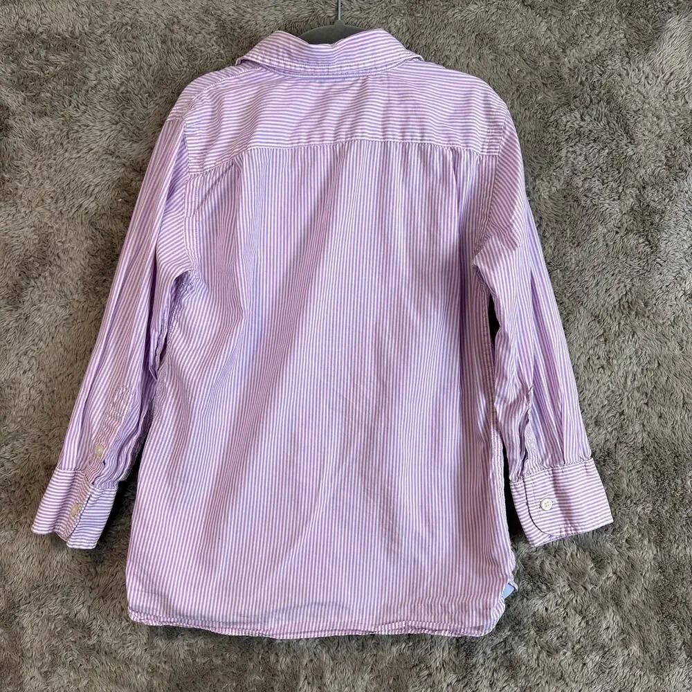 Crewcuts Purple Striped Light Weight Button Down Shirt Boys 4 5 4T 5T